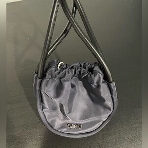 Ganni navy blue small tote